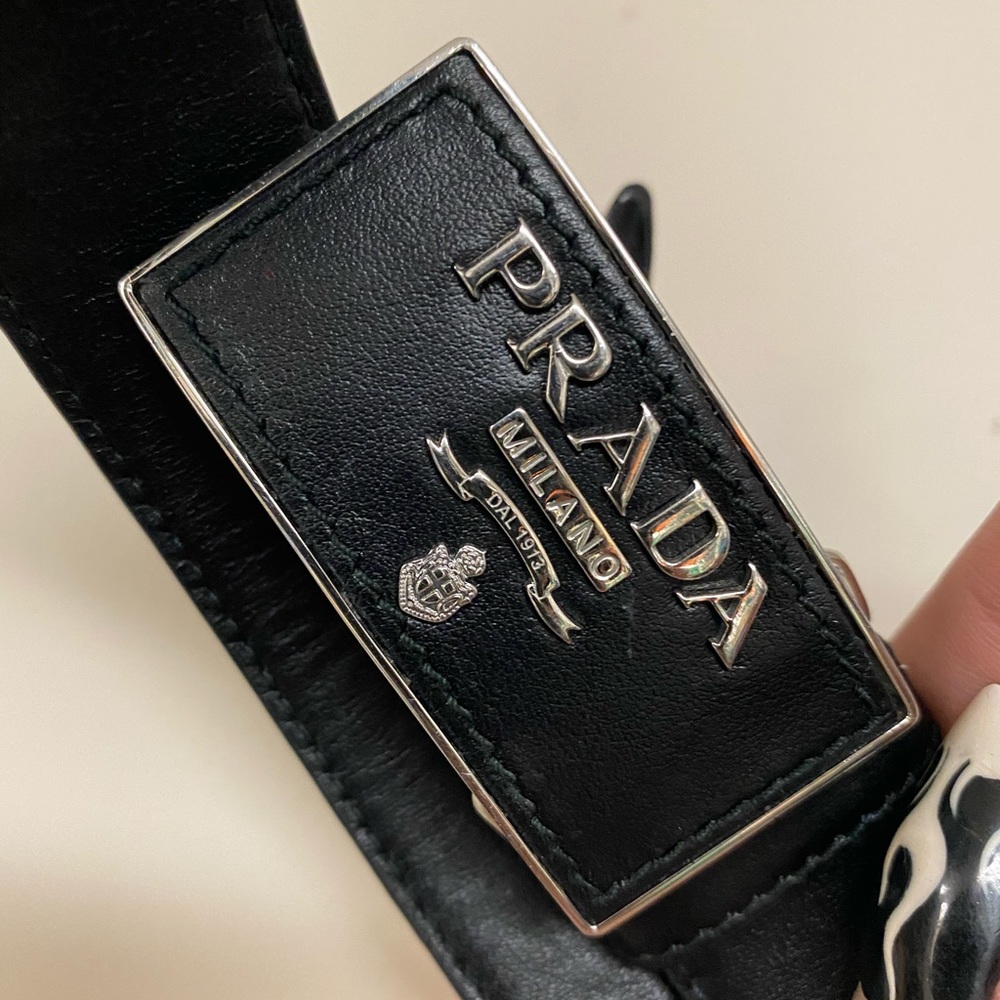 Black Prada Logo Belt size 75 - Picture 2 of 8